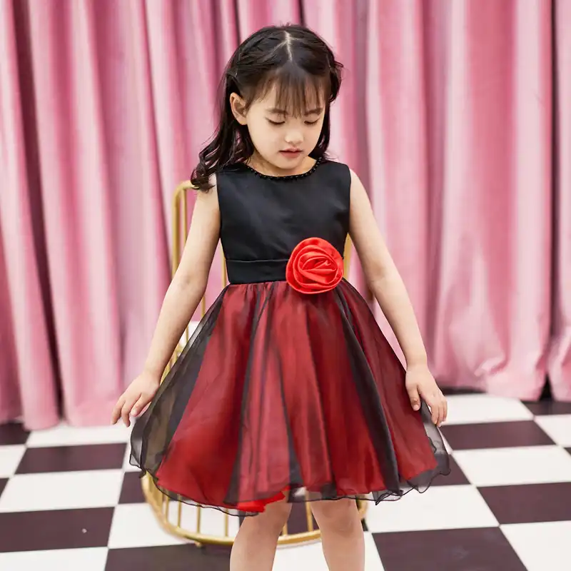 red and black flower girl dresses