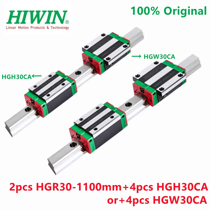 

100% Original HIWIN 2pcs linear guide rail HGR30 -1100mm + 4pcs HIWIN HGH30CA Or + 4pcs HGW30CA linear blocks HGH30 HGW30