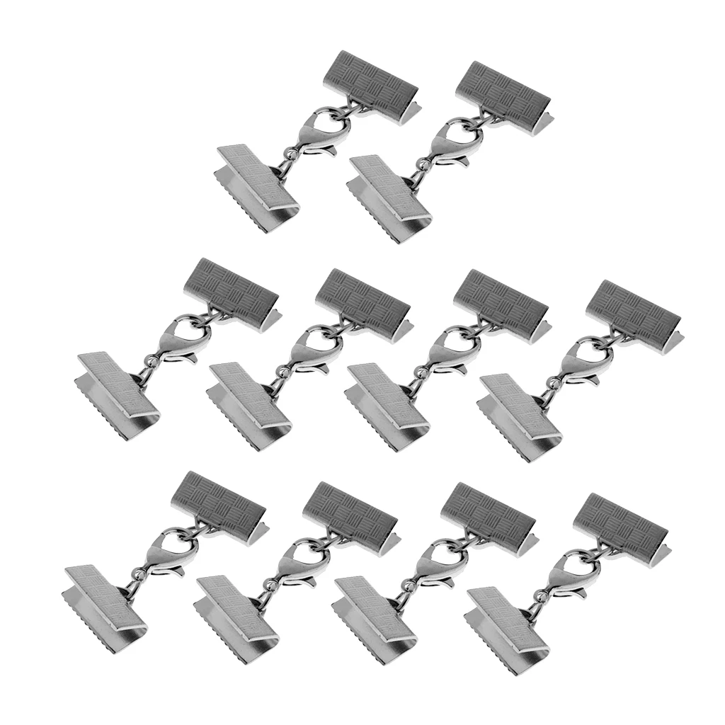 10X 13mm Ribbon Clip Clamp Cord Crimp End Cap Tip Necklace Bracelet Findings 10X 13mm Ribbon Clip Clamp Cord Crimp End Cap Tip Necklace Bracelet Findings