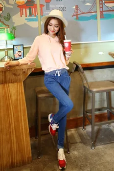 Europe and the United States Autumn New Women's Elastic Waist Targe Size Slim Denim Casual Pants Student Tide Harlan Trousers
Europe and the United States Autumn New Women's Elastic Waist Targe Size Slim Denim Casual Pants Student Tide Harlan Trousers