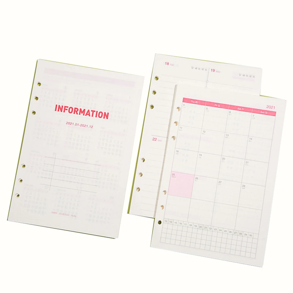 128sheets A5 Agenda 2021 Schedule Notebook Loose-leaf 6 Hole Inner Pages Paper Weekly Monthly Planner Calendar Organizer Notepad
128sheets A5 Agenda 2021 Schedule Notebook Loose-leaf 6 Hole Inner Pages Paper Weekly Monthly Planner Calendar Organizer Notepad