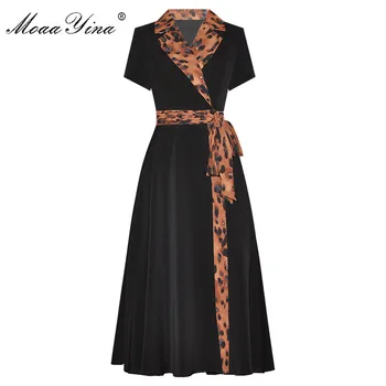 MoaaYina Fashion Runway dress Lace up Summer Women's Dress Leopard print turn-down collar Short sleeve Dresses
MoaaYina Fashion Runway dress Lace up Summer Women's Dress Leopard print turn-down collar Short sleeve Dresses