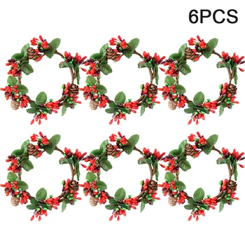 6pcs Artificial Reusable Party Christmas Wreath Candle Rings Festival Home Ornament Holiday DIY With Pine Cones Red Berry
6pcs Artificial Reusable Party Christmas Wreath Candle Rings Festival Home Ornament Holiday DIY With Pine Cones Red Berry