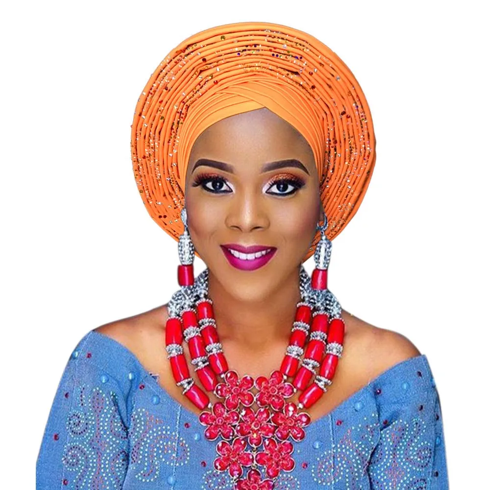African auto gele headtie nigerian headwrap for wedding party (1)