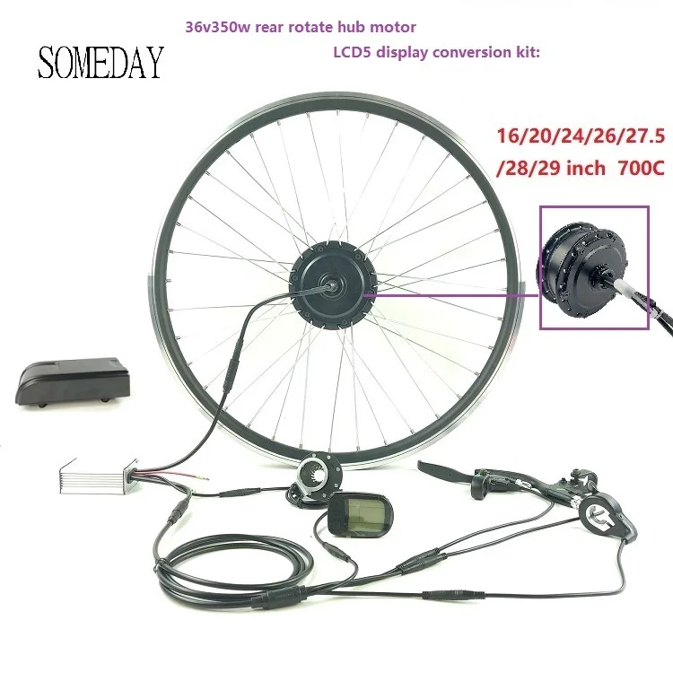 SOMEDAY Waterproof Electric Bicycle Conversion Kit Rear Rotate Motor Wheel 36v350w with KT LCD5 display Ebike Kits
SOMEDAY Waterproof Electric Bicycle Conversion Kit Rear Rotate Motor Wheel 36v350w with KT LCD5 display Ebike Kits