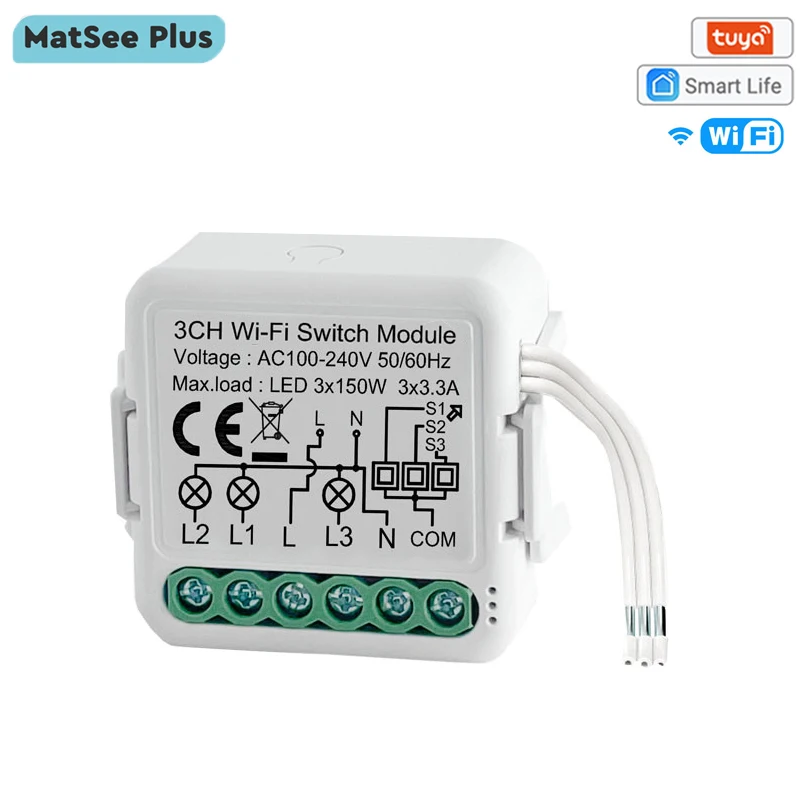 Tuya Smart Life WiFi Light Switch Relay Module 3 Gang DIY Wireless Voice Remote Control App Timer Works with Alexa Google Home
Tuya Smart Life WiFi Light Switch Relay Module 3 Gang DIY Wireless Voice Remote Control App Timer Works with Alexa Google Home