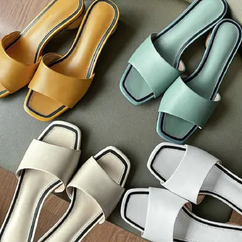 Sianie Tianie 2020 Brand Design Genuine Leather Green Yellow Woman Slides Summer Round Heels Women Slippers Mules Big Size 40
Sianie Tianie 2020 Brand Design Genuine Leather Green Yellow Woman Slides Summer Round Heels Women Slippers Mules Big Size 40