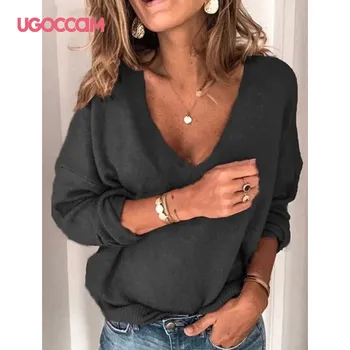 UGOCCAM V-Neck Long Sleeve Blouses Tops Minimalist Knitting Casual Solid Color Pullover Warm 2020 Winter Plus Size Jumpers 
UGOCCAM V-Neck Long Sleeve Blouses Tops Minimalist Knitting Casual Solid Color Pullover Warm 2020 Winter Plus Size Jumpers