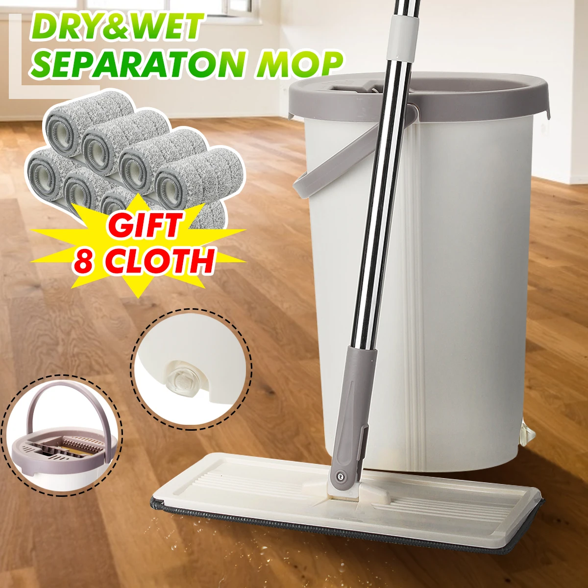 Flat Mop Free Hand Washing Stainless Steel Handle Spin Mop Home House Office Cleaning Tool Microfiber Pad Kitchen Floor Clean
Flat Mop Free Hand Washing Stainless Steel Handle Spin Mop Home House Office Cleaning Tool Microfiber Pad Kitchen Floor Clean