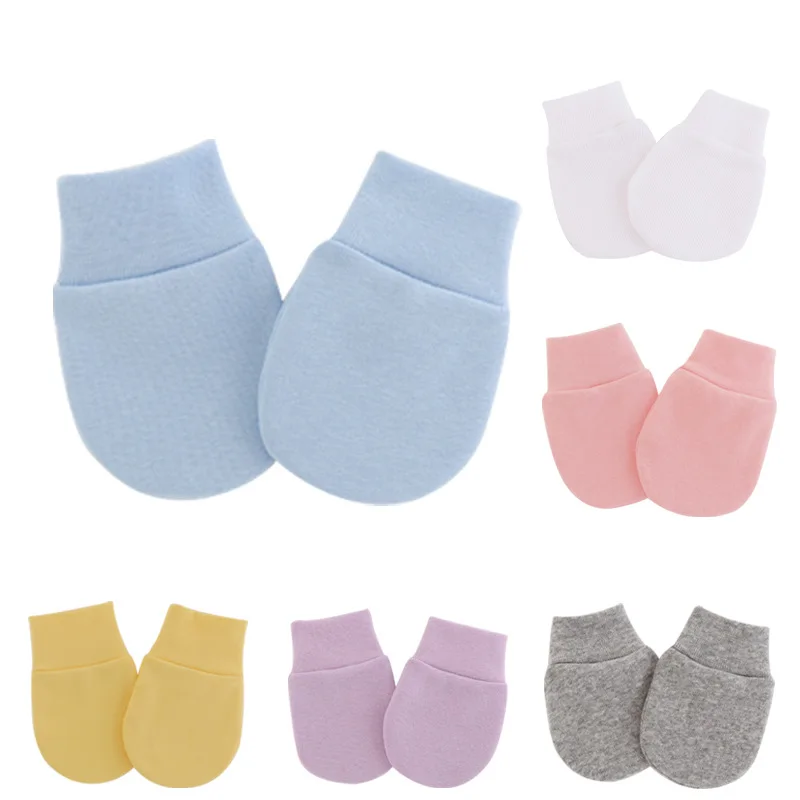 Простые милые детские вязаные рукавицы для новорожденных перчатки защиты лица