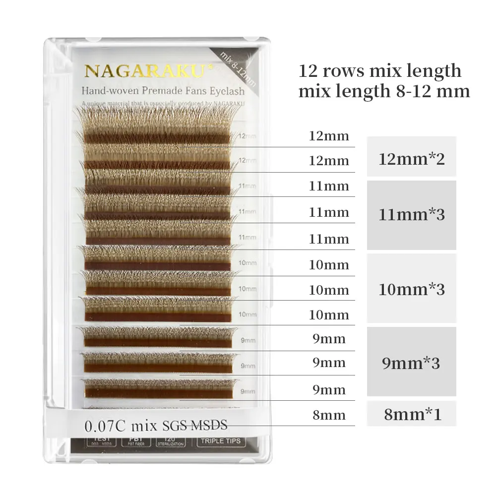 NAGARAKU 5 Cases Brown Automatic Flowering W Shape Bloom 3D Premade Fans Eyelash Extensions Natural Soft Light Individual Lashes NAGARAKU 5 Cases Brown Automatic Flowering W Shape Bloom 3D Premade Fans Eyelash Extensions Natural Soft Light Individual Lashes