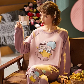 New Thin Cartoon Printed Long Sleeve Cute Sleepwear Women Pajamas Set Spring Autumn Casual Homewear Female Pyjamas
New Thin Cartoon Printed Long Sleeve Cute Sleepwear Women Pajamas Set Spring Autumn Casual Homewear Female Pyjamas