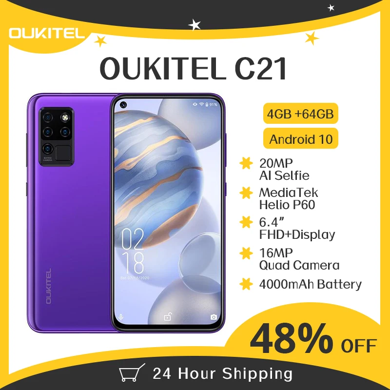 OUKITEL C21 Quad Камера Android 10 OS смартфон 6 4 '