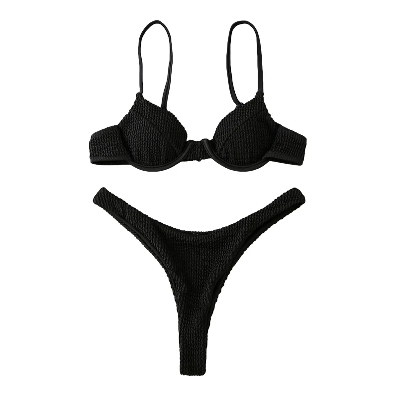 

Quanss Underwire Push Up Bikini Set Brazilian Women Beach Wear Swimwear 2 Piece Swimsuit Female Sexy Thong Bathing Suit 2021