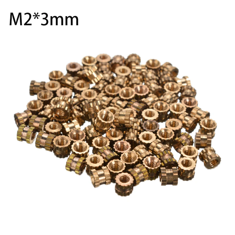 100Pcs M3x6mm Threaded Round Brass Knurl Thread Insert Nuts Brass Tone Nuts HH 