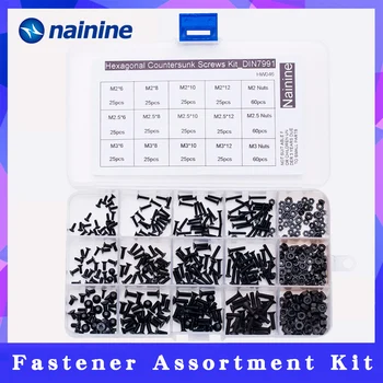 480Pcs/set M2 M2.5 M3 DIN7991 ISO1064 Black Grade 10.9 Countersunk Head Socket Cap Screw Machine Screws Assortment Kit HW046
480Pcs/set M2 M2.5 M3 DIN7991 ISO1064 Black Grade 10.9 Countersunk Head Socket Cap Screw Machine Screws Assortment Kit HW046