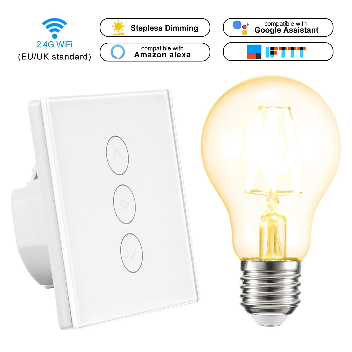 Light Switch Smart Led Dimmer 220v WiFi Touch Switch Panel Remot Control Work with Alexa Google Assistant IFTTT with Dimmer Bulb
Light Switch Smart Led Dimmer 220v WiFi Touch Switch Panel Remot Control Work with Alexa Google Assistant IFTTT with Dimmer Bulb
