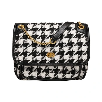 Houndstooth Square Winter Woolen Cloth Retro Chain Shoulder Bag Chic Designer Vintage Women Messenger Bag 2019 
Houndstooth Square Winter Woolen Cloth Retro Chain Shoulder Bag Chic Designer Vintage Women Messenger Bag 2019