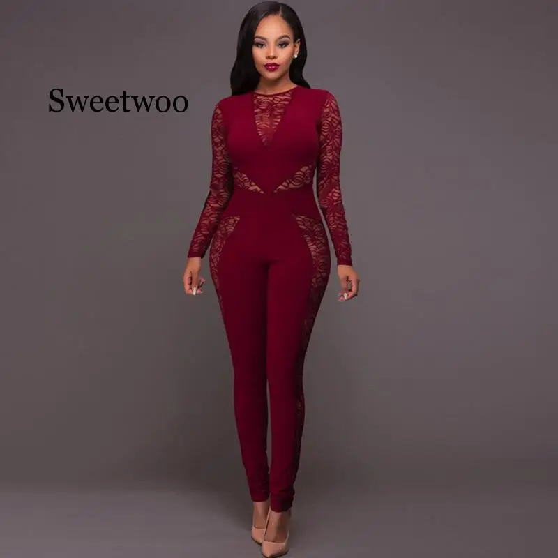 Women Lace Hollow out Jumpsuit Patchwork Sexy High Waist Pencil Pants Zipper Night Club Rompers
Women Lace Hollow out Jumpsuit Patchwork Sexy High Waist Pencil Pants Zipper Night Club Rompers