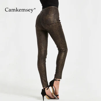 Camkemsey Stretch Skinny PU Leather Pants Woman 2020 Autumn Casual High Waist Serpentine Print Elastic Bodycon Leather Pants 
Camkemsey Stretch Skinny PU Leather Pants Woman 2020 Autumn Casual High Waist Serpentine Print Elastic Bodycon Leather Pants