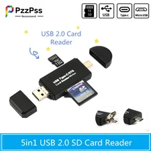 PzzPss 5in1 USB 2.0 SD Card Reader TF/Micro SD Smart Memory Card Reader Type C OTG Flash Drive Card Reader Adapter fot PC Laptop
PzzPss 5in1 USB 2.0 SD Card Reader TF/Micro SD Smart Memory Card Reader Type C OTG Flash Drive Card Reader Adapter fot PC Laptop