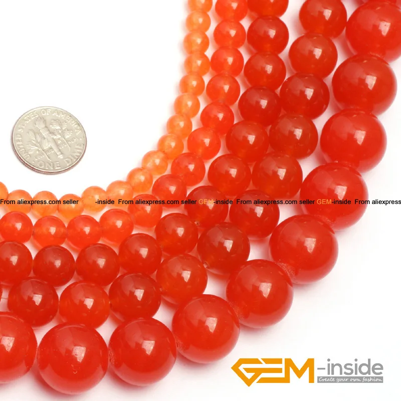 

4 6 8 10 12mm Orange Jades Round Accessories Beads For Jewelry Making Strand 15 inch DIY Bracelet Beads For Women Gifts