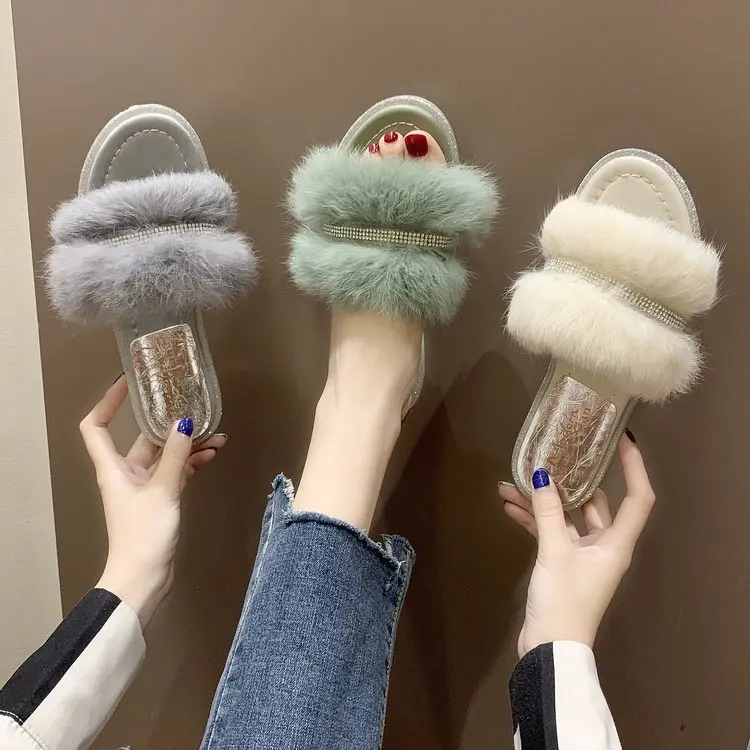 Women's furry slippers real rabbit hair slippers ladies slip home rabbit fur sandals ladies fur slippers indoor flat shoes women
Women's furry slippers real rabbit hair slippers ladies slip home rabbit fur sandals ladies fur slippers indoor flat shoes women