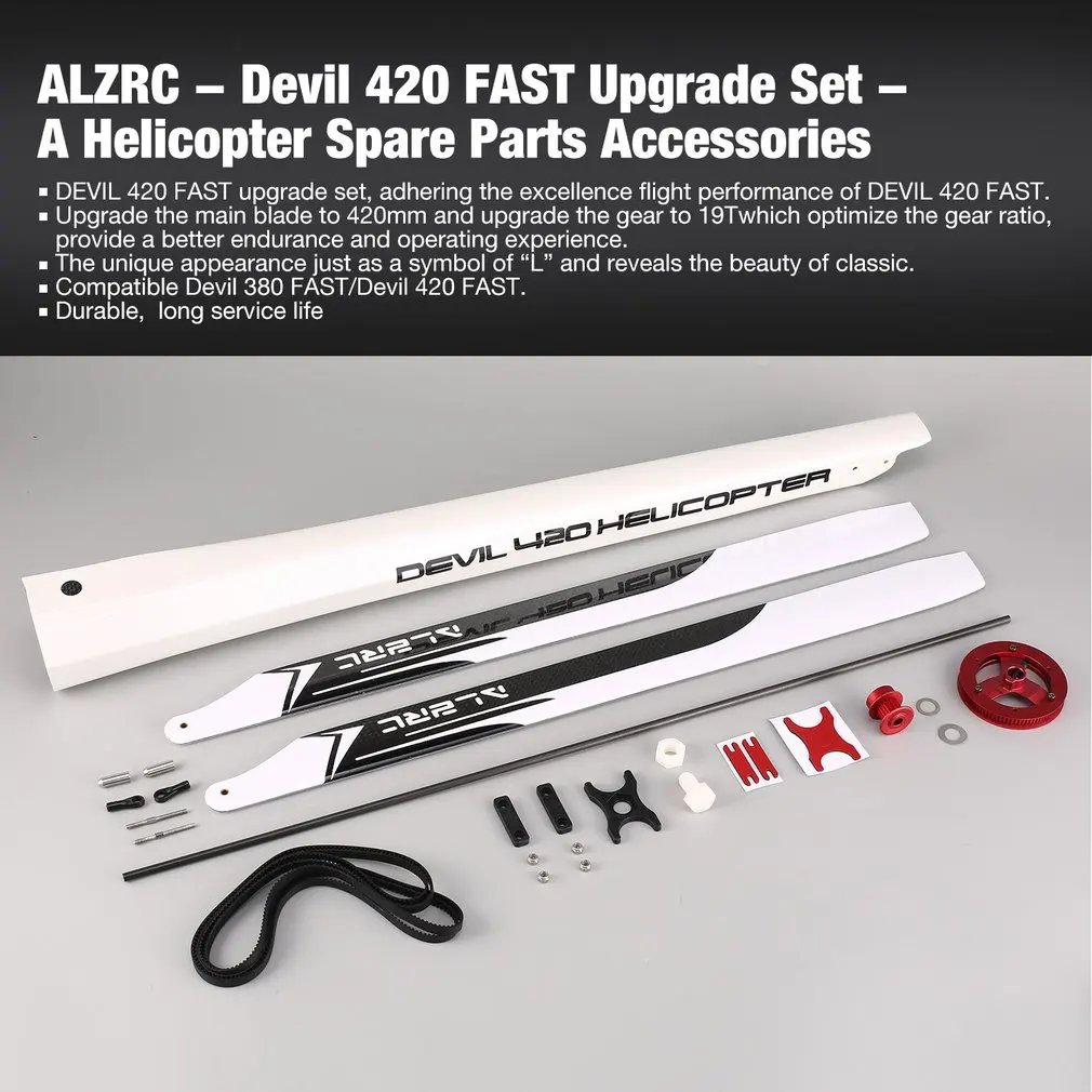 ALZRC - Devil 420 FAST Upgrade Set - A Suitable for Devil 380 FAST Helicopter Lightweight Spare Parts Accessories Component
ALZRC - Devil 420 FAST Upgrade Set - A Suitable for Devil 380 FAST Helicopter Lightweight Spare Parts Accessories Component