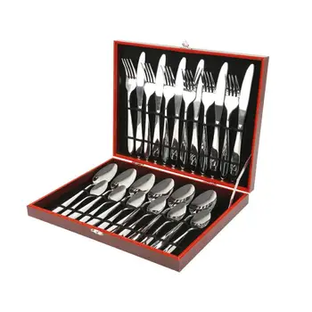 24pcs Cutlery Set 304 Stainless Steel Dinnerware Set Kitchen Gadgets Fork Knife Spoon Flatware Kit Tableware Sets with Box
24pcs Cutlery Set 304 Stainless Steel Dinnerware Set Kitchen Gadgets Fork Knife Spoon Flatware Kit Tableware Sets with Box