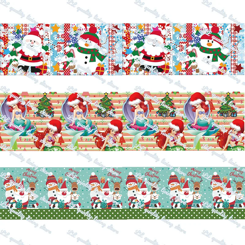 

38MM-75MM Christmas party printed grosgrain ribbon for home decoration accessories mariage 50Yards