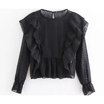 Women's Autumn Black Chiffon Blouse 2019 New Stacked Ruffled Round Neck Pleated Solid Color Trumpet Sleeve Retro Office High Str
Women's Autumn Black Chiffon Blouse 2019 New Stacked Ruffled Round Neck Pleated Solid Color Trumpet Sleeve Retro Office High Str