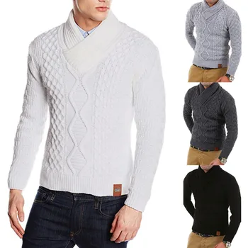 

Sweater Men Winter Pullover Knitted Warm Jumper Drape Choker Blouse Top pull homme sweter sueter hombre plus size erkek mont