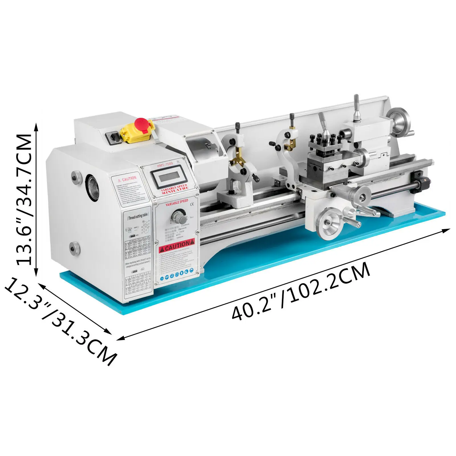 1100W 220 mm x 750mm Metal Lathe Mini for Counter Face Turning Driling With Dead Center MT2 Gear Oil Gun Gears |