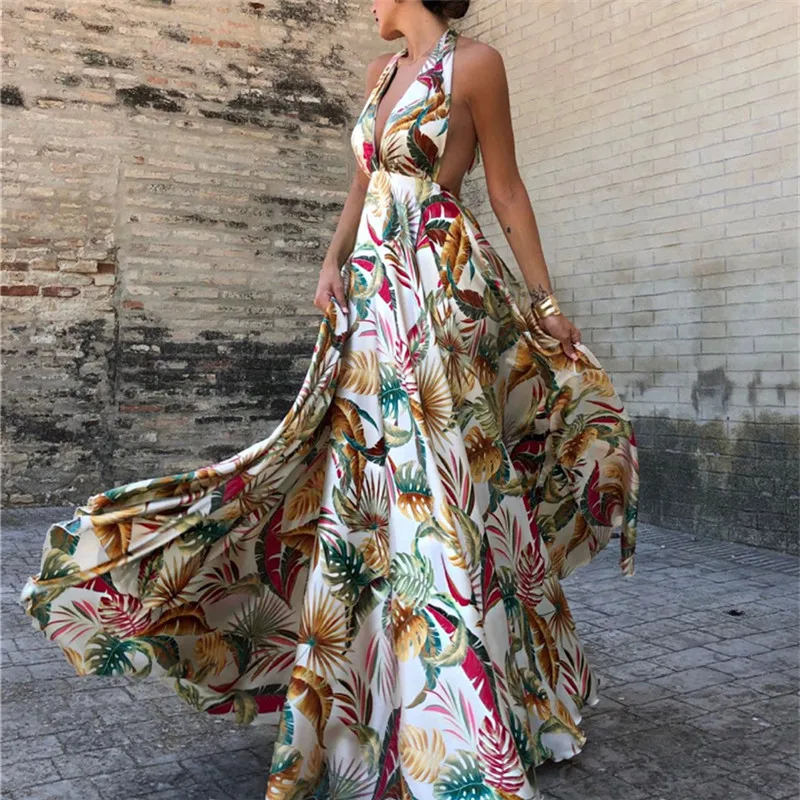 Sexy Backless Printing Evening Party Maxi Woman Dress Vintage Sleeveless Halter Boho Dresses Prom Elegant Night Club Dress
Sexy Backless Printing Evening Party Maxi Woman Dress Vintage Sleeveless Halter Boho Dresses Prom Elegant Night Club Dress