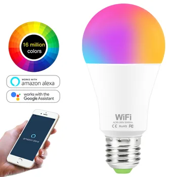 15W WiFi Smart Light Bulb RGB White Magic LamDimmable LED E27 B22 WiFi Bulbs Compatible with Amazon Alexa Google Home Smartphone
15W WiFi Smart Light Bulb RGB White Magic LamDimmable LED E27 B22 WiFi Bulbs Compatible with Amazon Alexa Google Home Smartphone