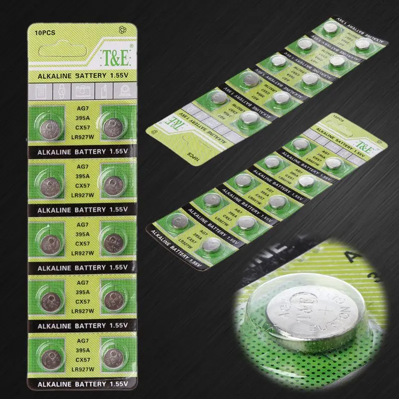 10PCS Alkaline Battery AG7 1.55V Button Coin Cell Watch Batteries LR927 LR57 SR927W 399 GR927 395A
10PCS Alkaline Battery AG7 1.55V Button Coin Cell Watch Batteries LR927 LR57 SR927W 399 GR927 395A