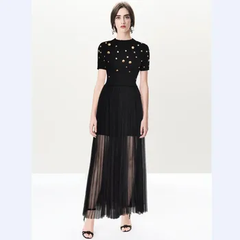 Luxury Runway Women Set Two Piece High Quality Women Fashion Knitted Top Beading Designer Pleated Tutu Long Skirt Suits Outfits
Luxury Runway Women Set Two Piece High Quality Women Fashion Knitted Top Beading Designer Pleated Tutu Long Skirt Suits Outfits
