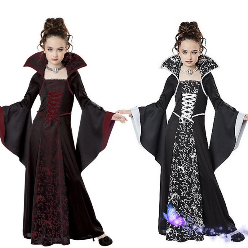 Алый яркий костюм для девочек косплея вампира женская одежда на Хэллоуин детская