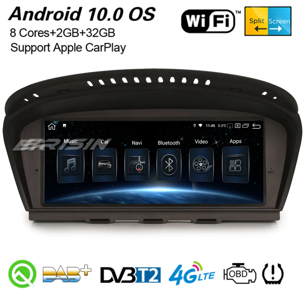 Erisin 8159 8-Core 8 "Android 10 Car Stereo CarPlay WiFi BT DAB + Navi для BMW 3er E90 E91 E92 E93 5er E60 E61 E63 E64 CCC CIC |