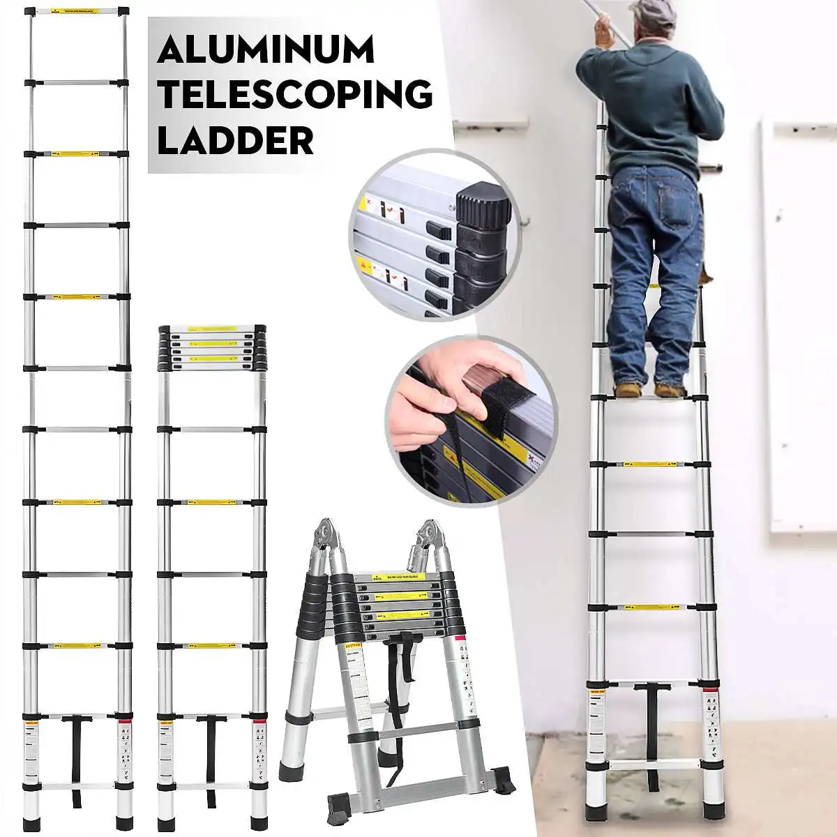 3.8m/3.2m Alloy Aluminium Ladder Telescopic Retractable Multifunctional Single Extension Ladder Foldable Drywall Home Tools
3.8m/3.2m Alloy Aluminium Ladder Telescopic Retractable Multifunctional Single Extension Ladder Foldable Drywall Home Tools