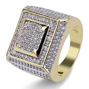 Hip Hop Men Ring Copper Gold Color Plated Iced Out AAA + Micro Pave Cubic Zircon Square Rings Hip Hop Jewelry For Women Men Gift
Hip Hop Men Ring Copper Gold Color Plated Iced Out AAA + Micro Pave Cubic Zircon Square Rings Hip Hop Jewelry For Women Men Gift