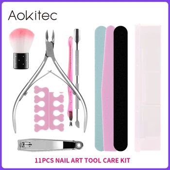 Aokitec 11pcs/set Nail Kit Art Sand Files Buffer Sponge Block Brush Cuticle Pusher Gel Polish Set Manicure Tools With Box
Aokitec 11pcs/set Nail Kit Art Sand Files Buffer Sponge Block Brush Cuticle Pusher Gel Polish Set Manicure Tools With Box