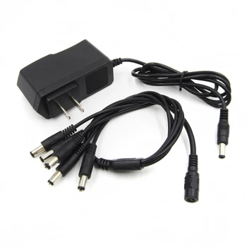 Effect Pedal AC/DC Power Adapter With 5 Way Daisy Chain Splitte Cable 9V US Plug