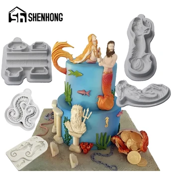 SHENHONG Sea Theme Cake Decorating Fondant Silicone Mold Mermaid Neptune Columns Paste Mould Clay Craft Baking Pastry Form
SHENHONG Sea Theme Cake Decorating Fondant Silicone Mold Mermaid Neptune Columns Paste Mould Clay Craft Baking Pastry Form