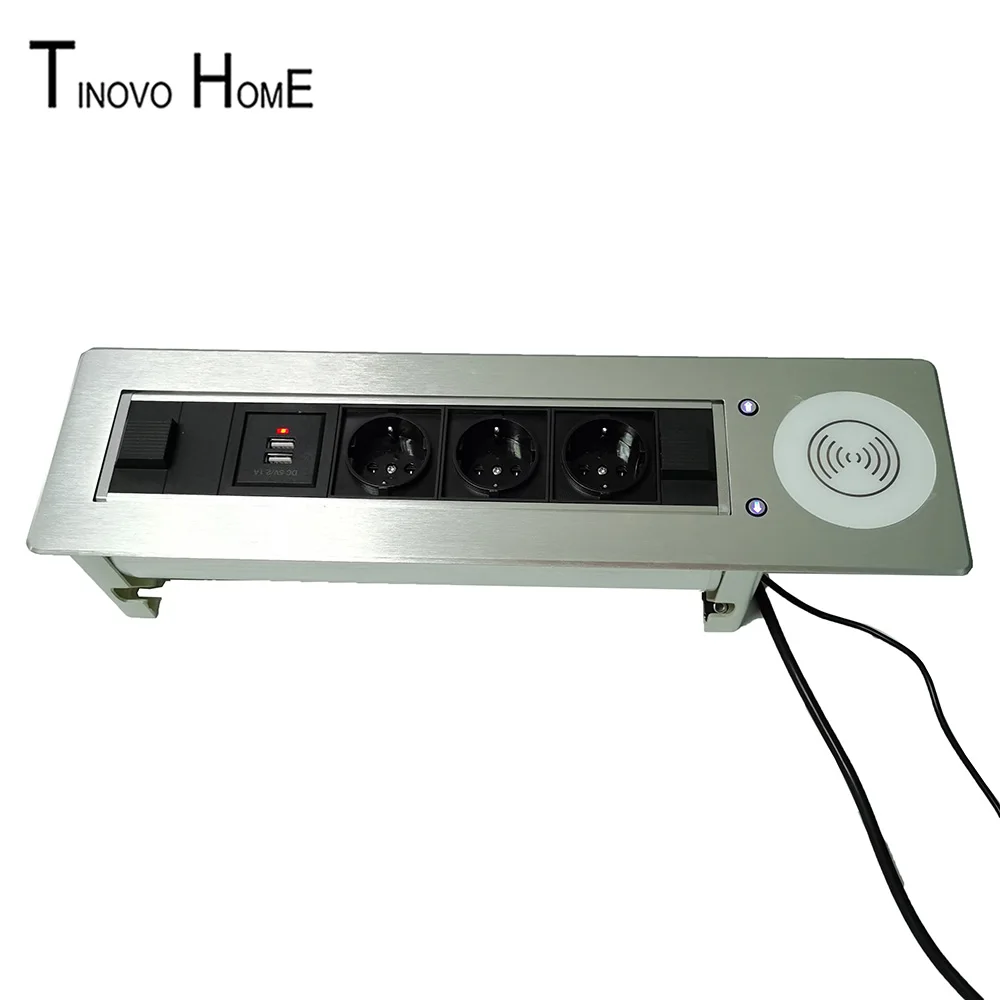 Electric desktop socket / hidden socket / 3-European socket with USB charging / support wireless QI charging / ES-11
Electric desktop socket / hidden socket / 3-European socket with USB charging / support wireless QI charging / ES-11