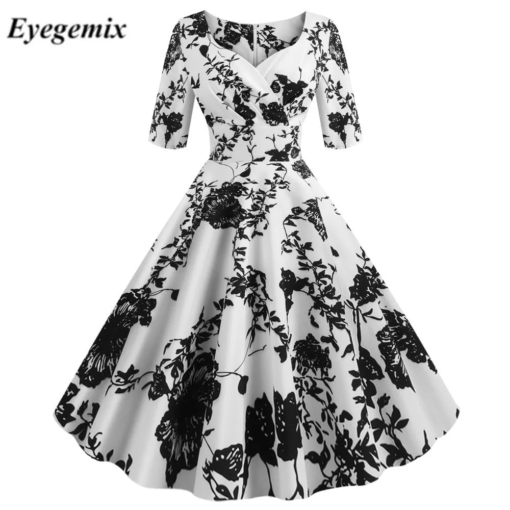Women's Floral Print Fall Dress Casual Winter Half Sleeve Elegant Vintage Dress Robe Femme Plus Pinup Office Party Vestidos Size
Women's Floral Print Fall Dress Casual Winter Half Sleeve Elegant Vintage Dress Robe Femme Plus Pinup Office Party Vestidos Size