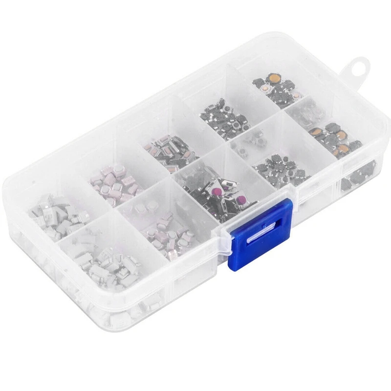 250Pcs Tactile Push Button Switch Car Remote Key Button Microswitch Tool Kit