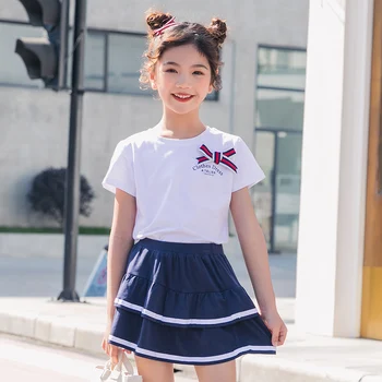 New 2020 Summer College Style Kids Girls Clothing Set Teen Girls Casual Shirt and Skirt Set Children Cotton Two Piece Set
New 2020 Summer College Style Kids Girls Clothing Set Teen Girls Casual Shirt and Skirt Set Children Cotton Two Piece Set