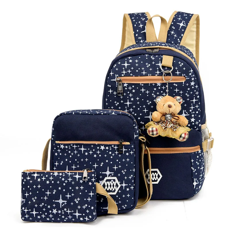 Four-piece Set Student Backpack Women's Korean-style Canvas Printed Large-capacity Backpack College High Junior High School Scho
Four-piece Set Student Backpack Women's Korean-style Canvas Printed Large-capacity Backpack College High Junior High School Scho