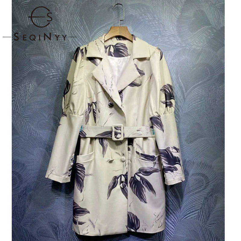SEQINYY Autumn Winter Trench Coat Ink Leaf Print 2020 New Fashion Design Women Runway Puff Sleeve Loose Long Top
SEQINYY Autumn Winter Trench Coat Ink Leaf Print 2020 New Fashion Design Women Runway Puff Sleeve Loose Long Top